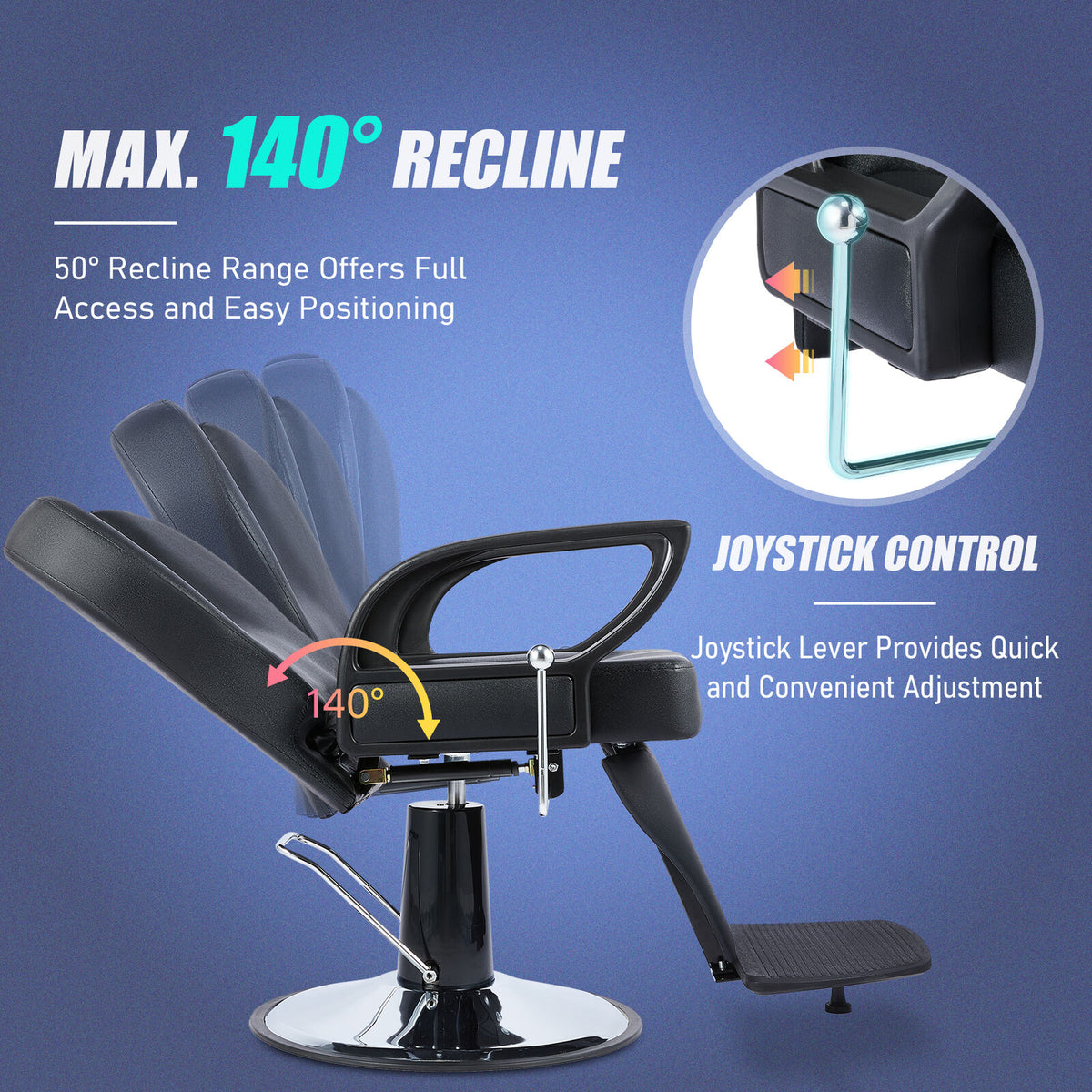 Reclining Salon Chair w Footrest for Beauty Spas Hair Stylists Barbers