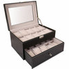 20 Watch Box Display Case Faux Leather Storage Jewellery Box Glass Top UK