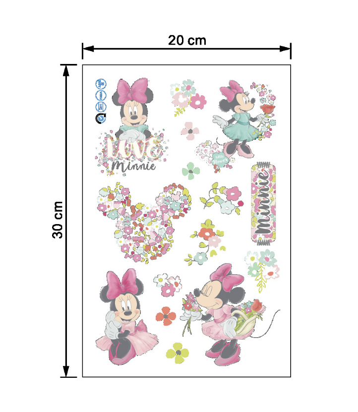 Minnie Decal WALL STICKER Mouse Vinyl Mural Kids Room Wall Decoration UK