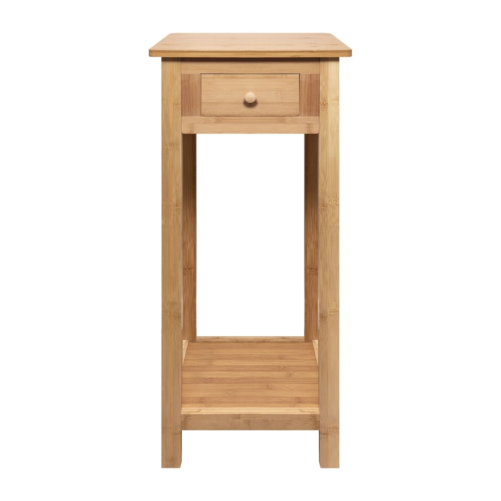 Bamboo Tall Side Bedroom Living Room End Table with drawer & lower shelf