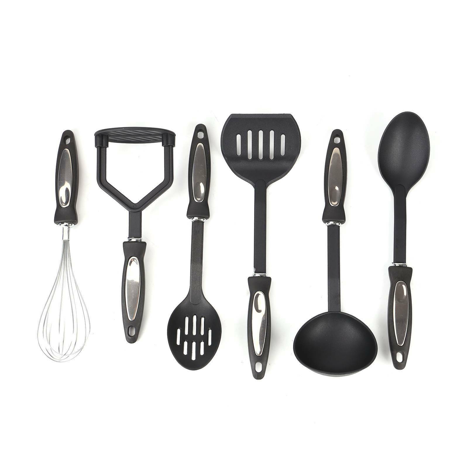 12 Piece Cooking Utensil Set Stainless Steel Kitchen Gadget Tool Nylon Handle UK