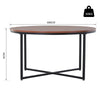 Modern Coffee Table Metal Frame Solid Tabletop Unique Cross Base - Brown