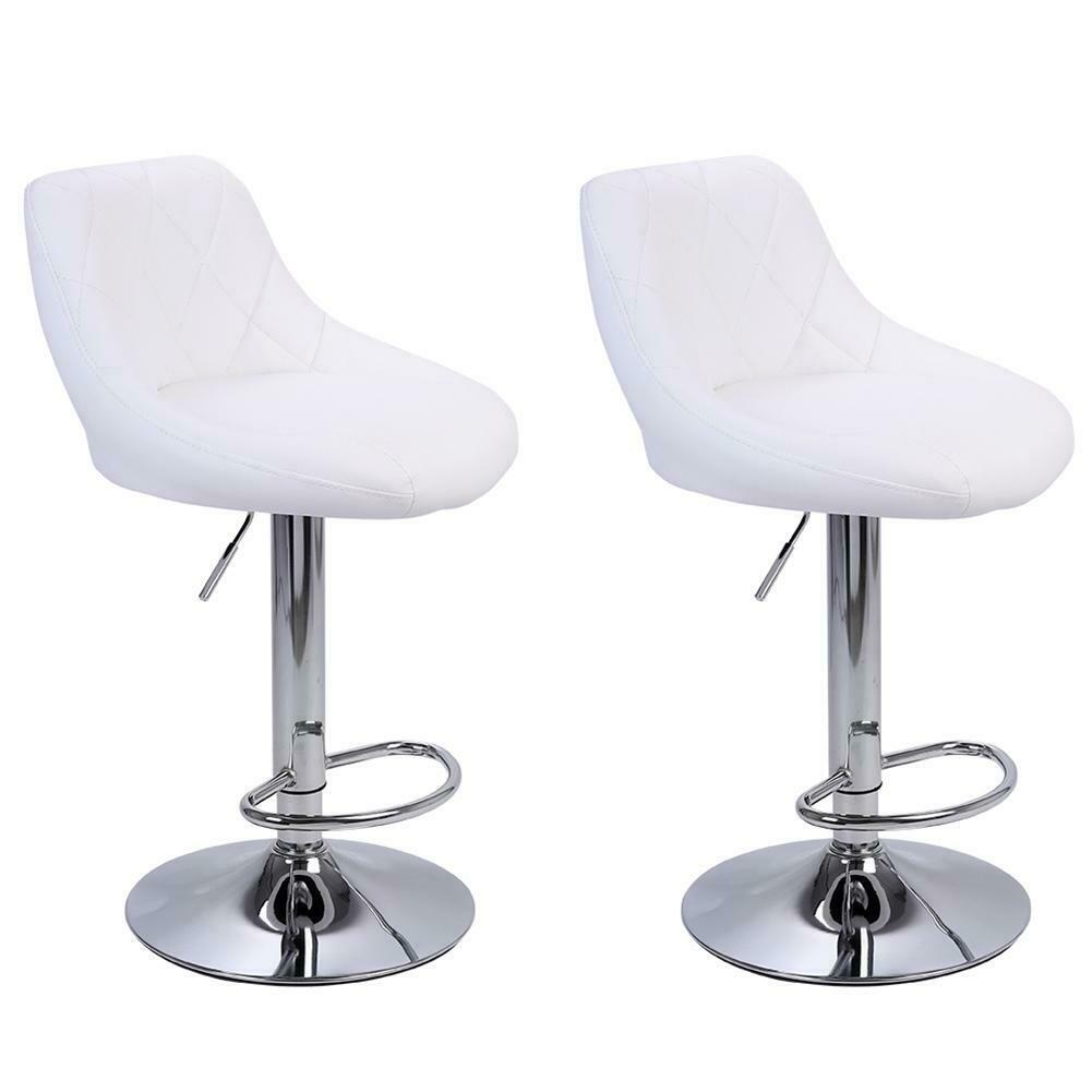 2pcs Bar Stools Breakfast Swivel Gas Lift Kitchen Stools Leather Chairs Comfort