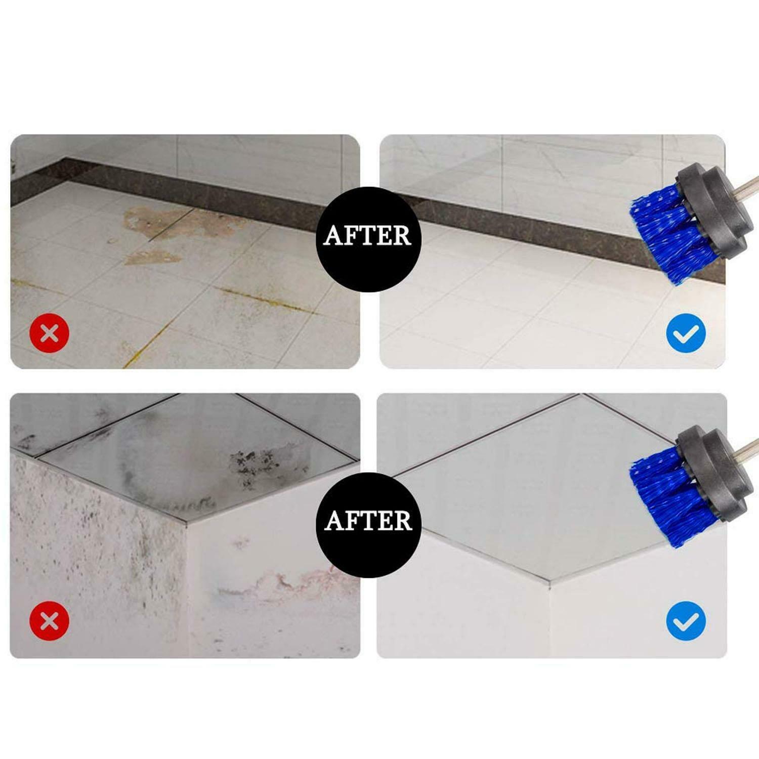 3 x DRILL ATTACHMENT CLEANING BRUSH SET POWER SCRUB HOME CAR TILE BATHROOM BLUE