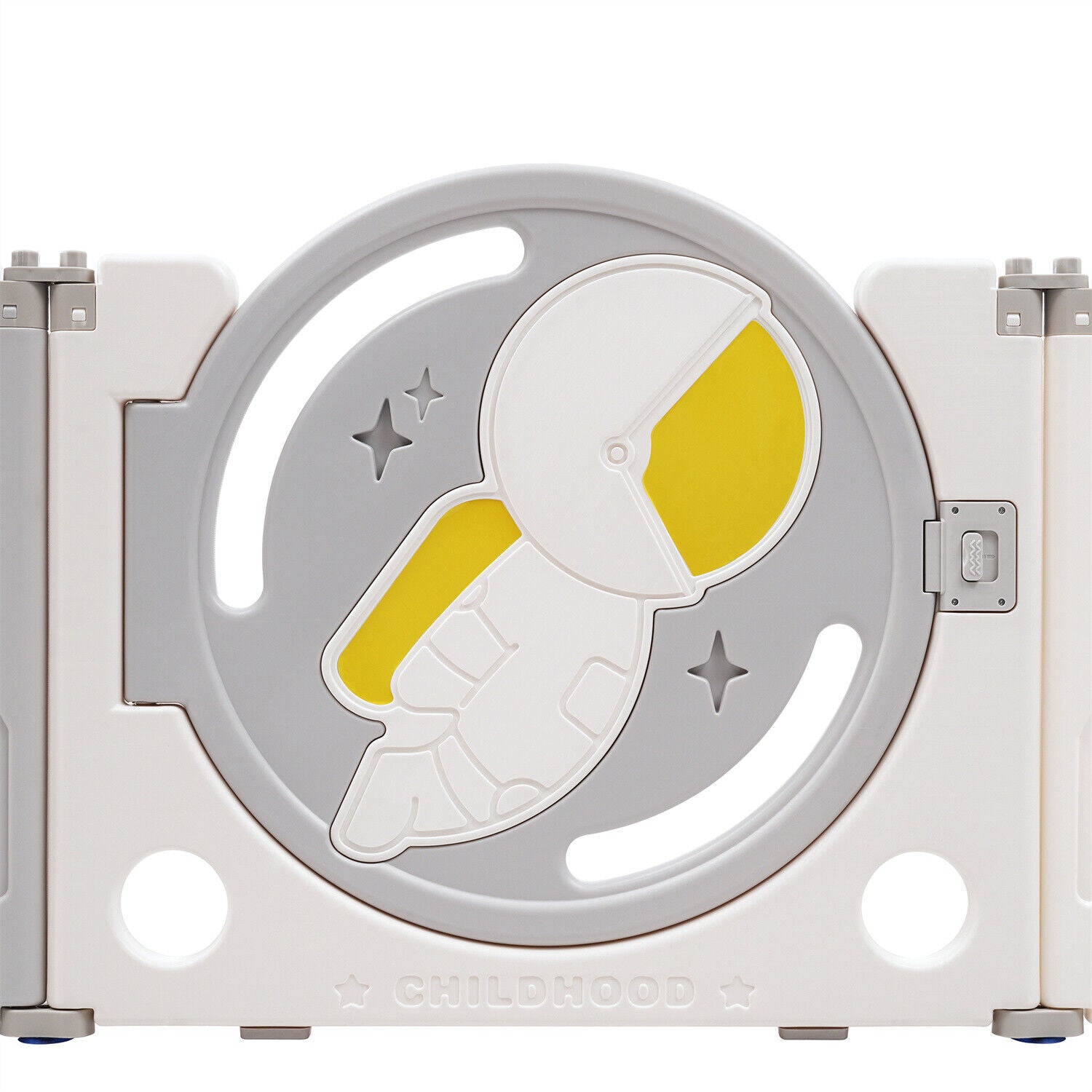 Foldable Baby Playpen with Activity Panel and Basketball Hoop 16 Panels Grey HT