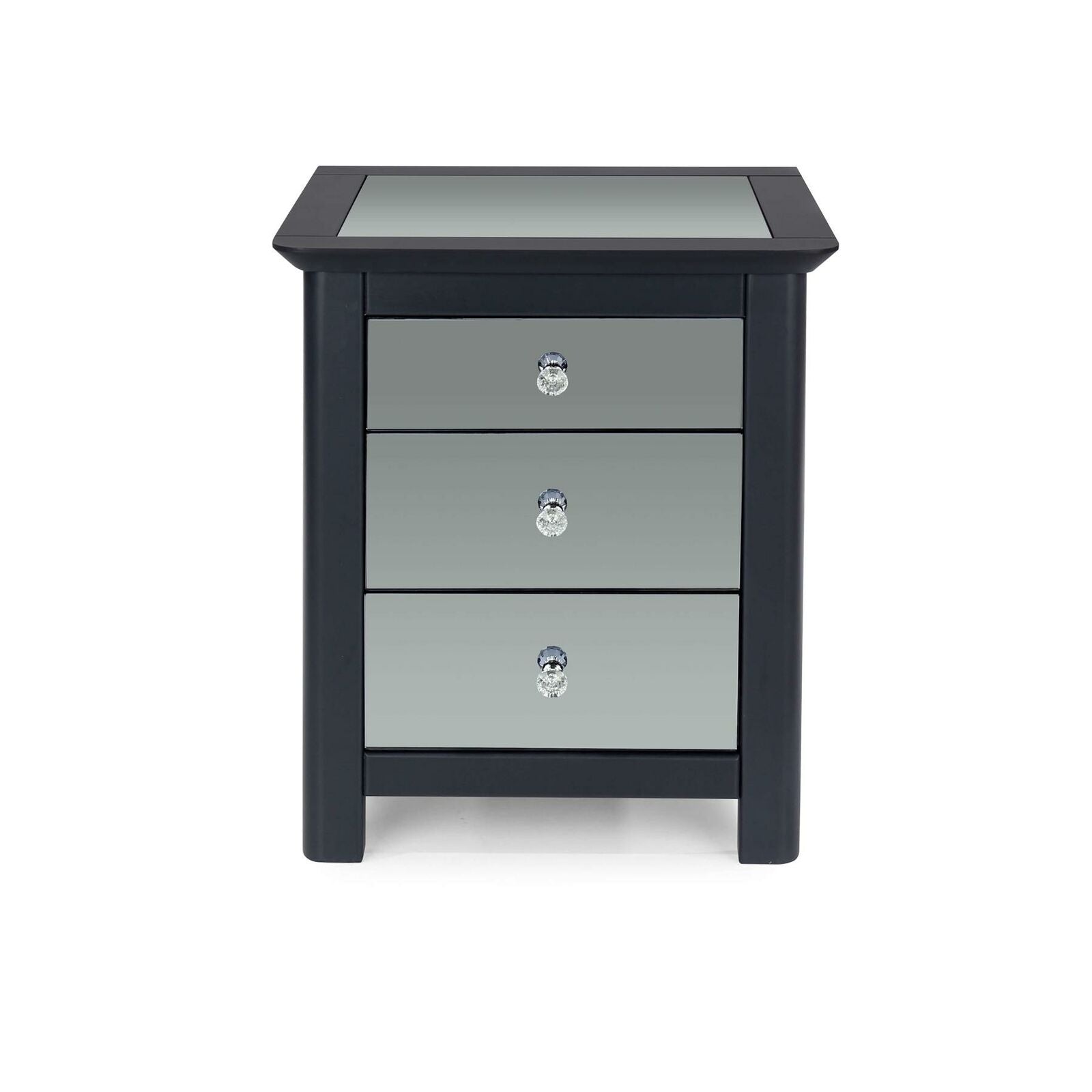 3 Drawer Mirrored Bedside Table Cabinet Bedroom Furniture Storage Nightstand