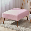Large Bench Stool Linen Upholstered Wooden Leg Footstool Coffee Table Pouffe