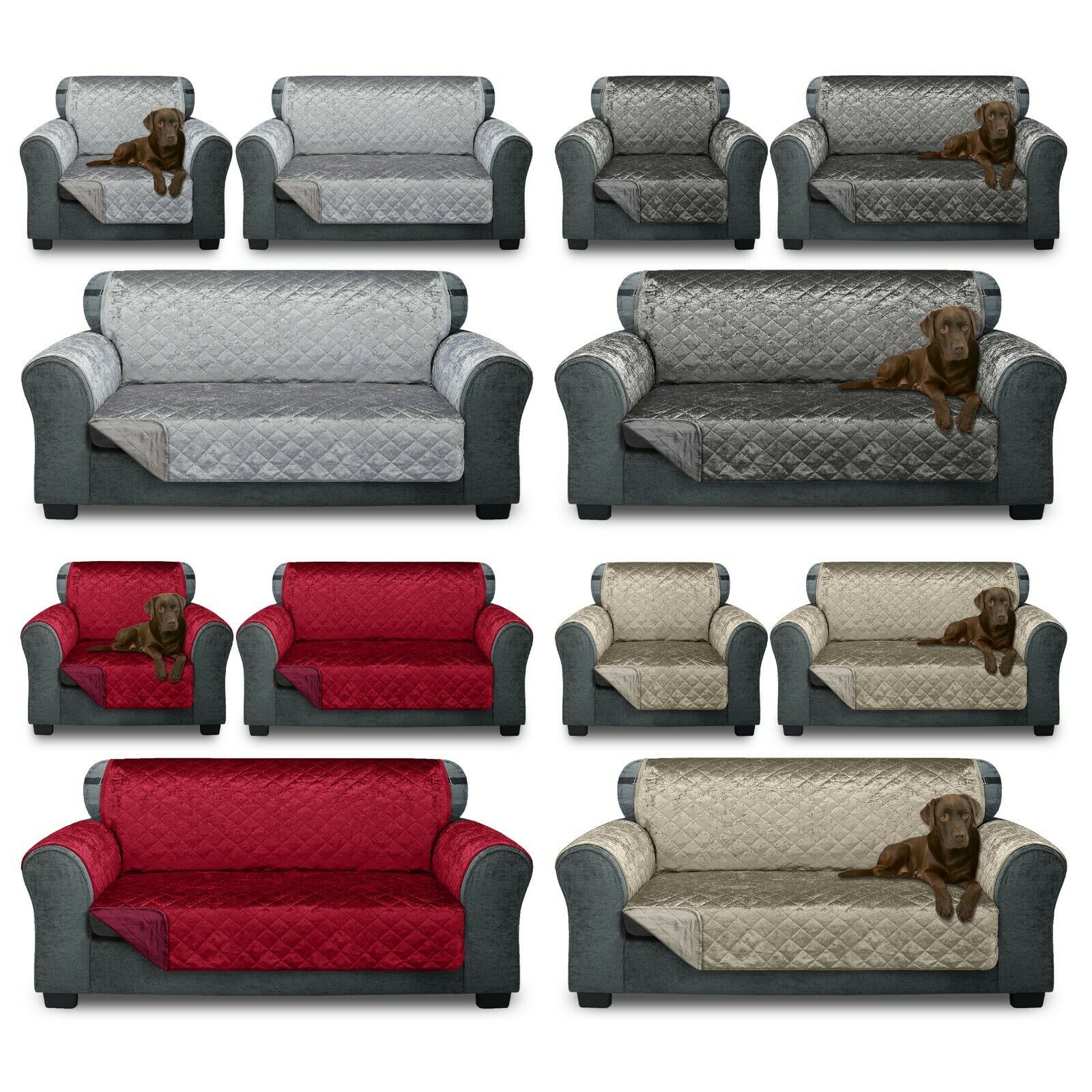 Reversible Quilted Sofa Cover Furniture Protector Throw Waterproof STRAPS