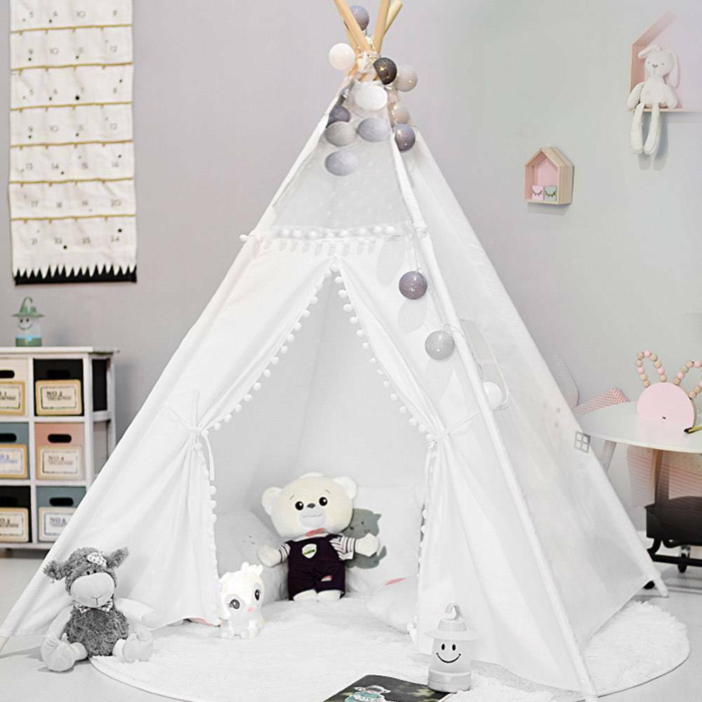 Large Canvas Kids Teepee White Tent Childs Indoor Outdoor Play House Gift