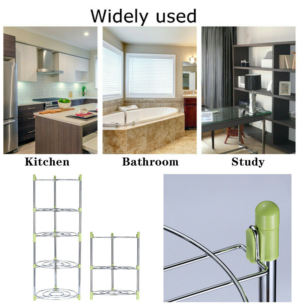 3/5 Tier Kitchen Pan Stand Saucepan Pot Rack Chrome Storage Organiser Shelf Unit