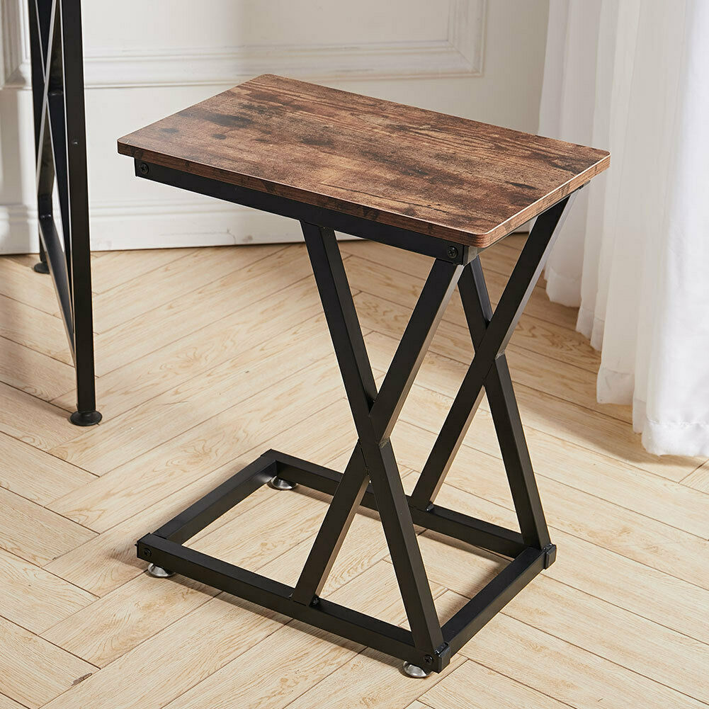 Retro Rustic Wood Side End Table Industrial Corner Coffee Table Home Furniture