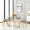 Round Dining Table, Scandinavian Glass Top Kitchen Table with Solid Beech Legs