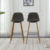 2× Velvet Breakfast Bar Stools Soft Padded Seat Kitchen Pub Modern Grey / Blue