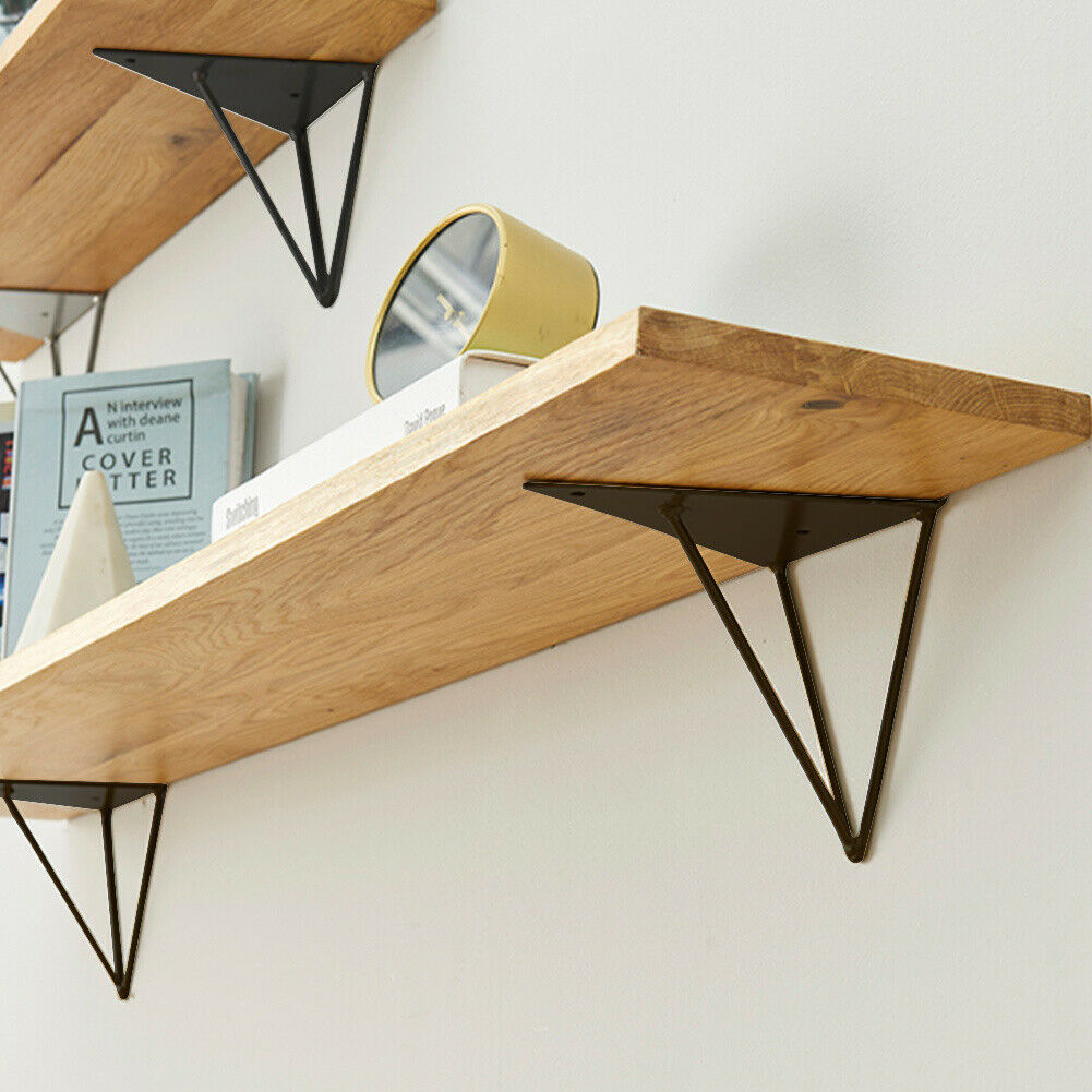2pcs Wall Shelf Brackets Durable Metal Shelf Board Support Holder Shelving Kit