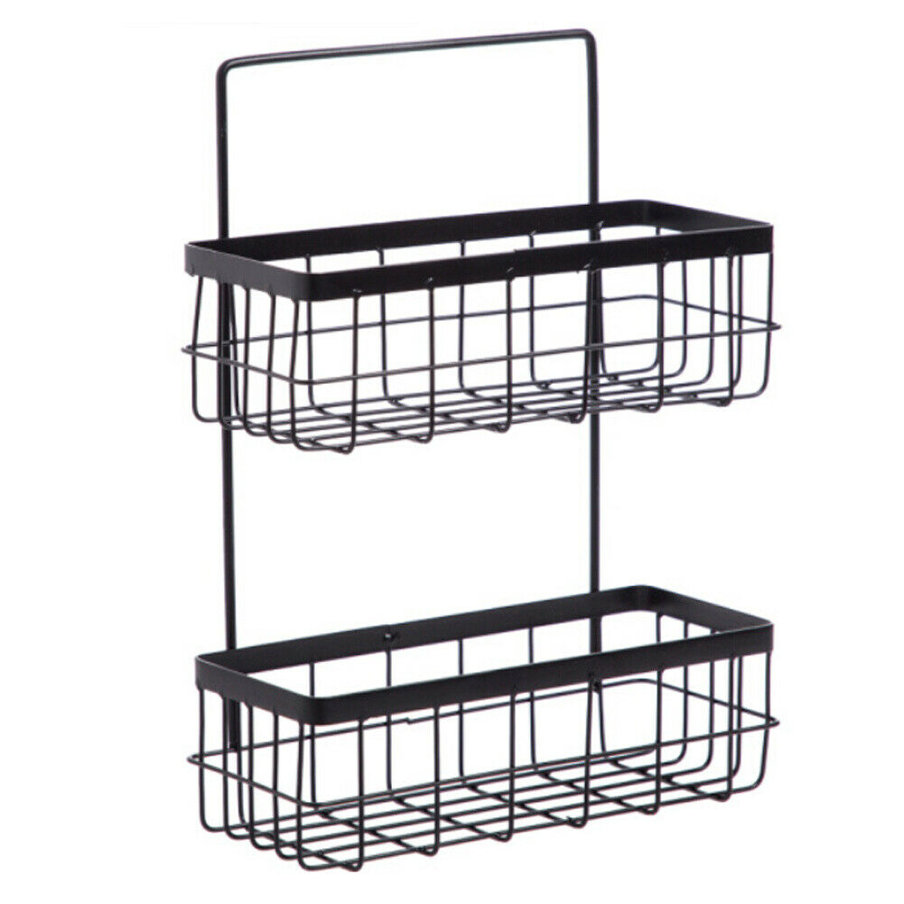 Wall Mounted Metal Wire Storage Basket 2 Tier Bathroom Shower Caddy Organizer