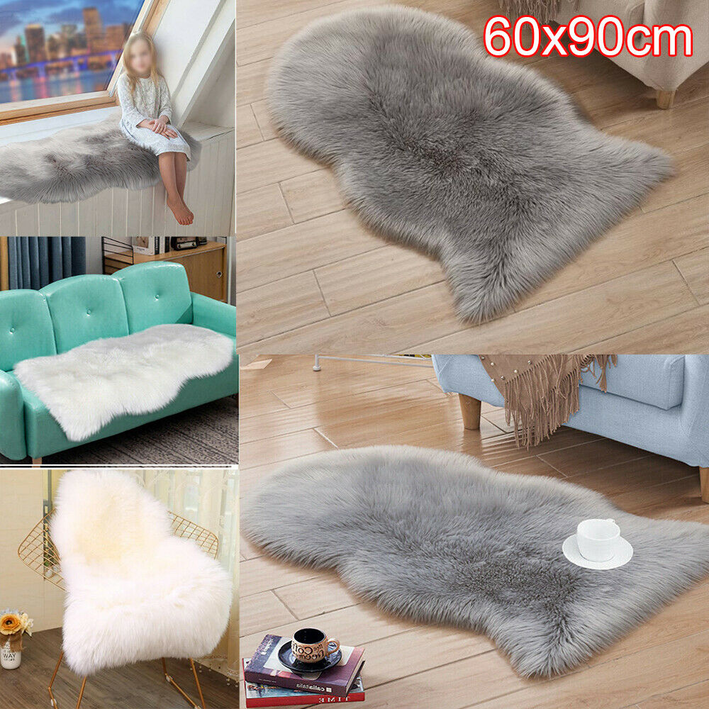 Fluffy Faux Fur Sheepskin Rug Large Hairy Carpet Bedroom Rugs Pad Soft Pile Rug