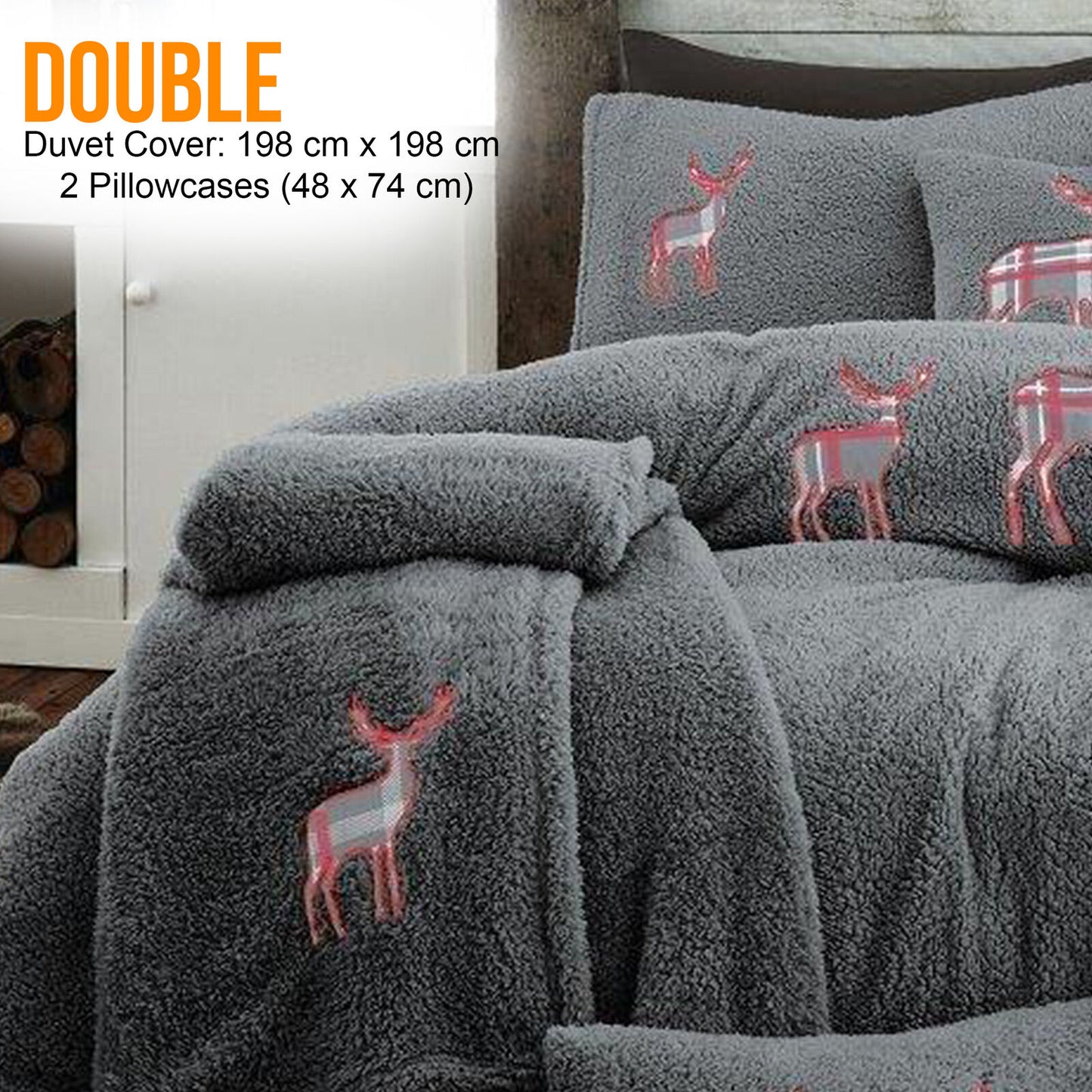 Teddy Bear Fleece Duvet Cover Set Pillow Case Throw Sherpa Thermal Warm Soft Bed