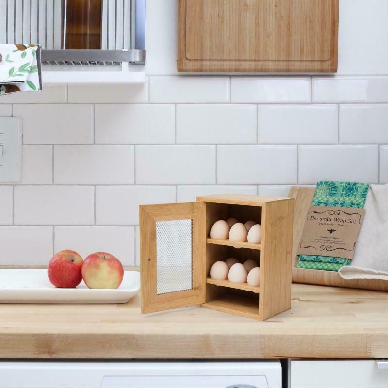 Bamboo Wood Egg Holder Storage Rack 2/Tier 12 Egg Cabinet Kitchen Cupboard Stand
