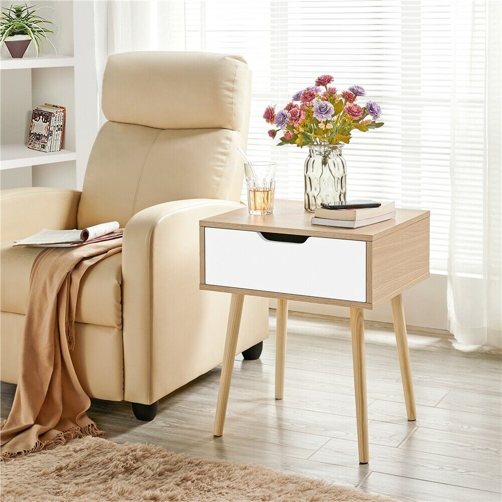 Bedside Nightstand Tables Sofa Side End Tables 2 Drawers Storage Unit 48x40x55cm