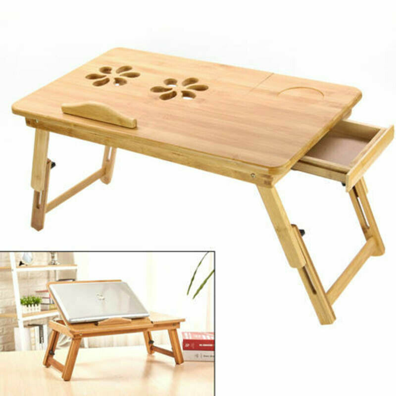 Bamboo Adjustable Portable Laptop Lazy Table Stand Lap Sofa Bed PC Notebook Desk