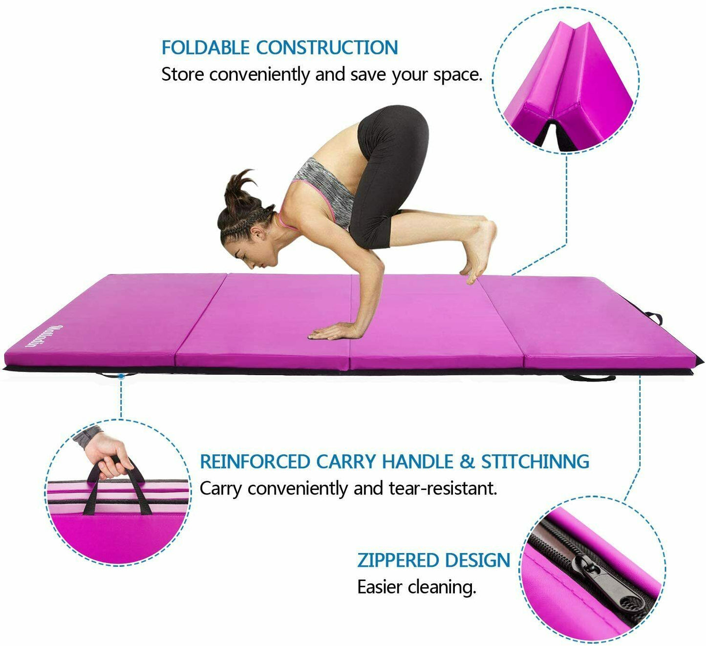 4-Folding Gymnastics Mats Yoga Mat Gym Exercise Workout Fitness Foam Mats UK