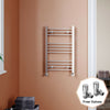 Chrome Towel Rail Radiator Rads Bathroom Heated Straight Ladder Warmer w/ Valves