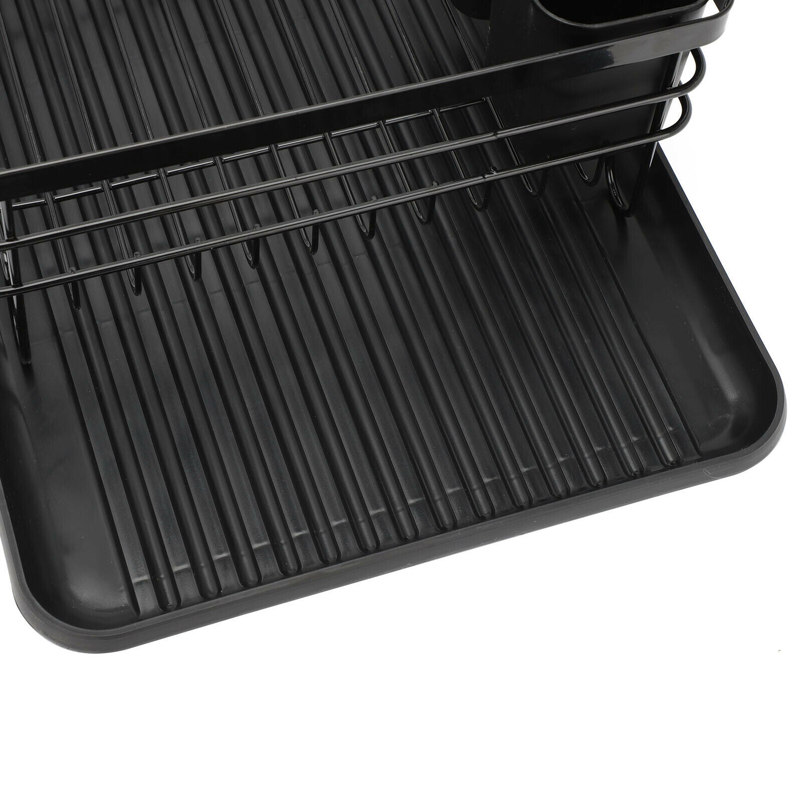 2 Tier Dish Drainer Kitchen Wire Cutlery Draining Holder Drip Plate Rack Tray