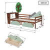 Kids Toddler Bed 3ft Single Daybed Tree Shelves Storage Bed Frame w/ 2 Drawer HT