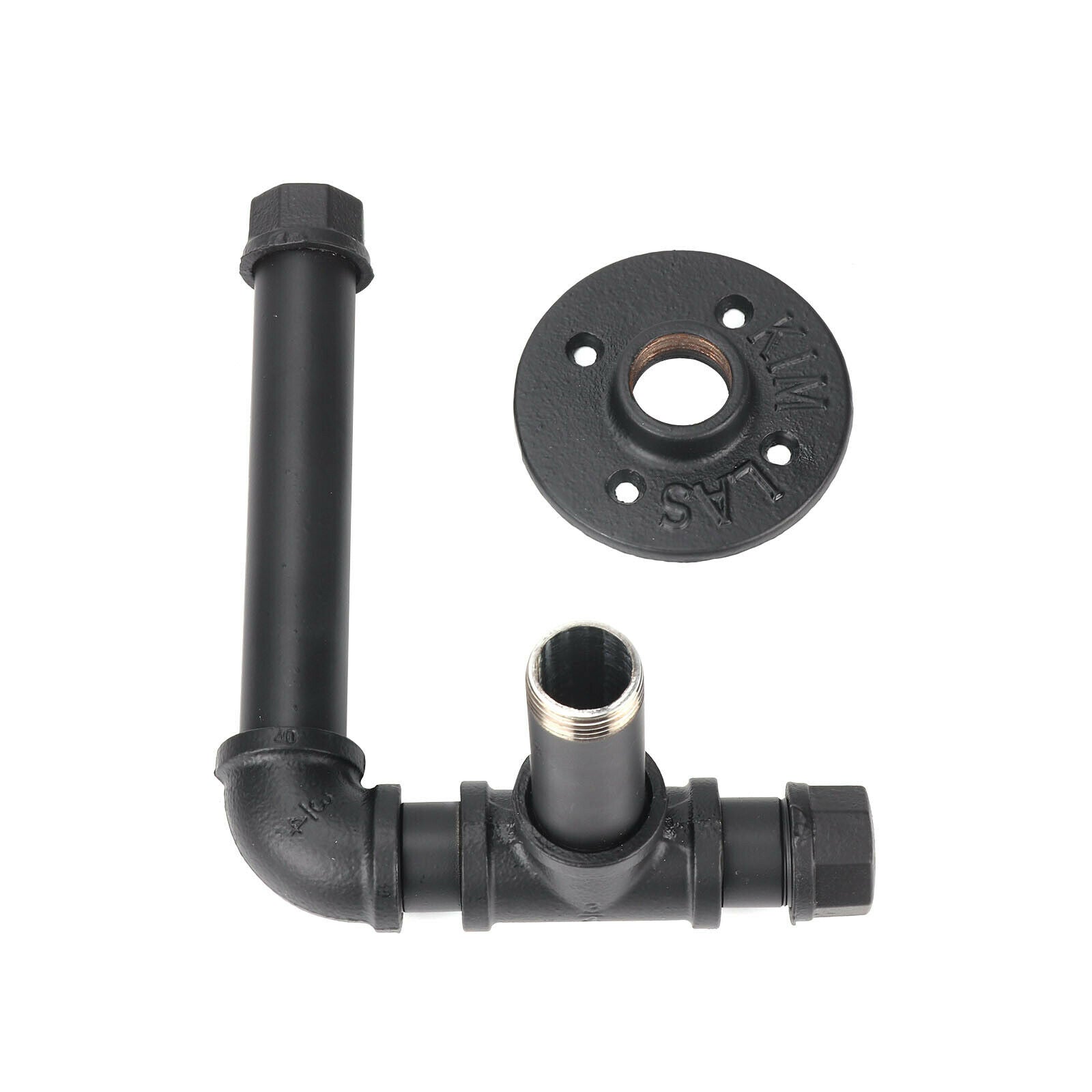 Modern Urban Style Iron Pipe Toilet Paper Holder Roller With Wood Shelf Wall