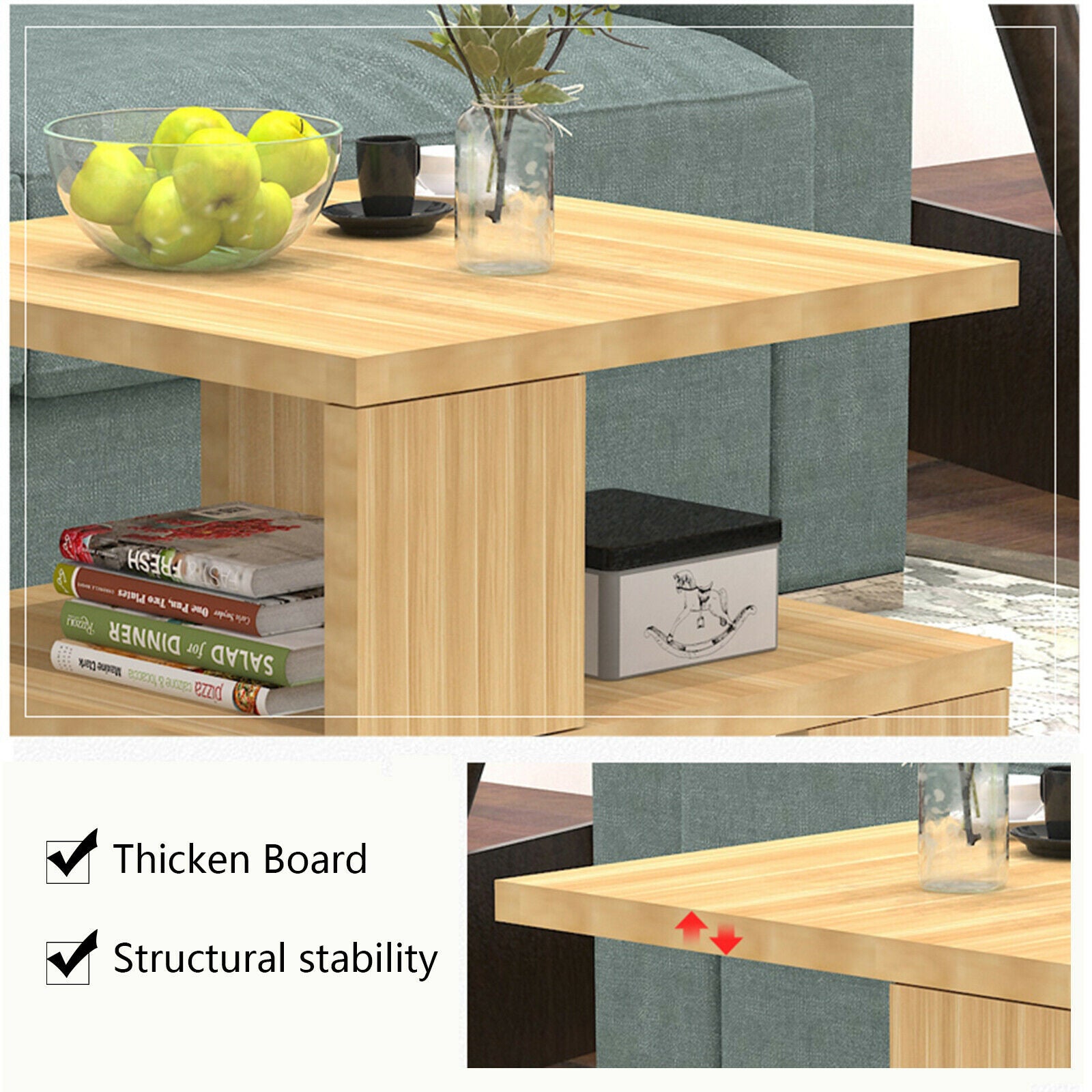 3 Tier Wooden Side End Table Nightstand Furniture Living Room Bedroom Storage