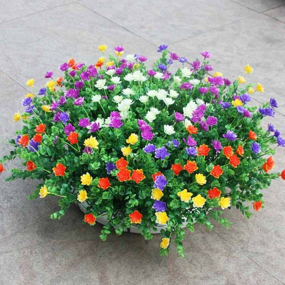 In/Outdoor Artificial Fake Flowers Plants For Window Box Plants Garden Porch UK