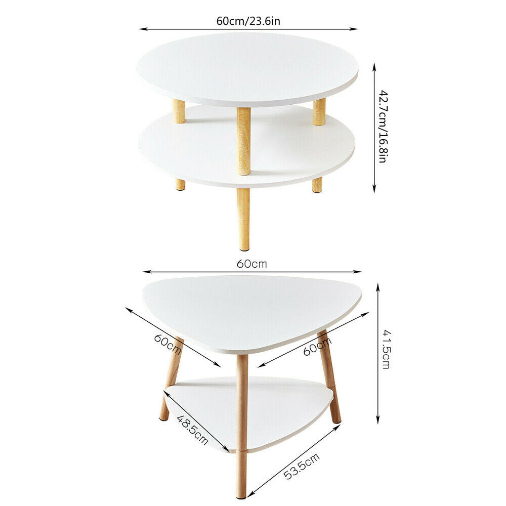 2 Tier Coffee Sofa Side End Table Modern Tea Desk Storage Shelf for Living Room