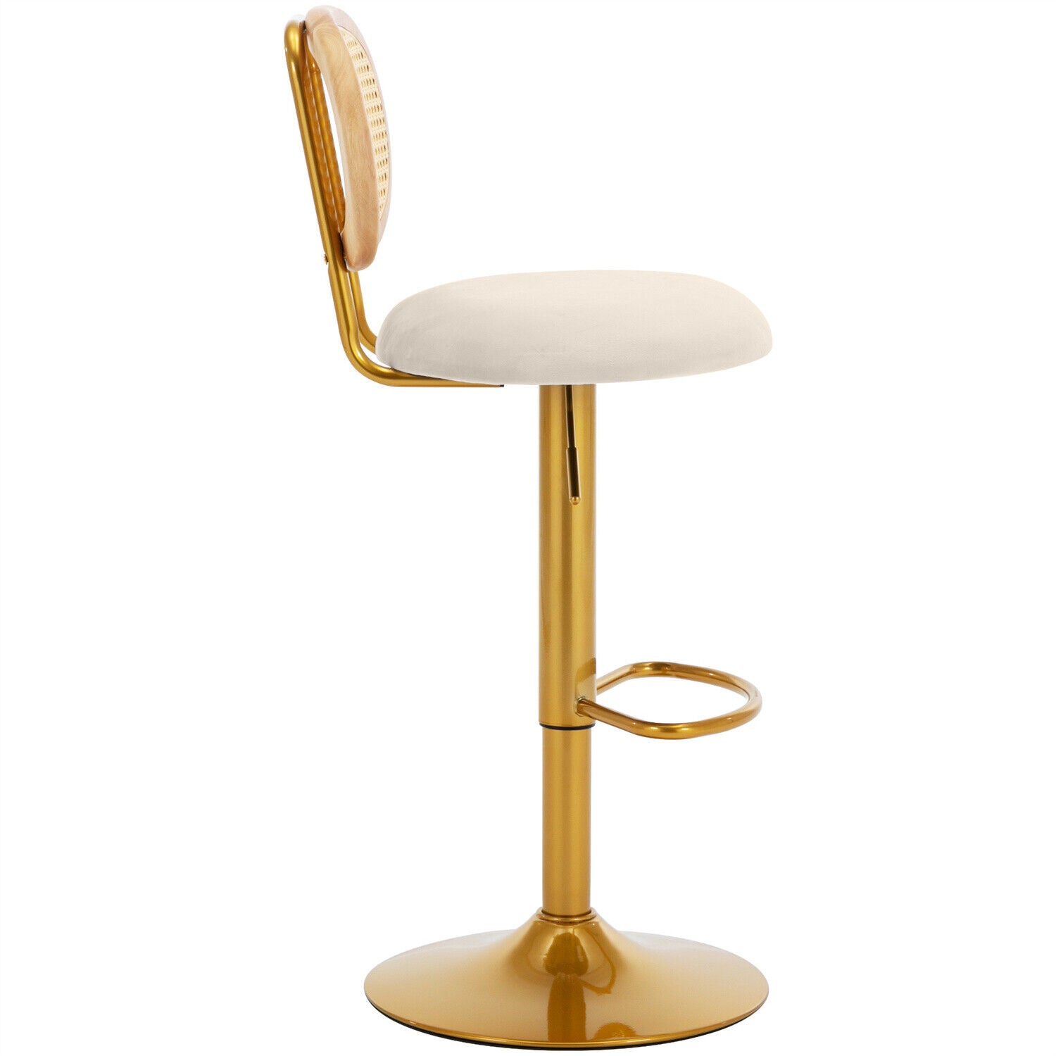 Bar Stools Set of 4 Swivel Bar Chairs Upholstered Velvet Gas Lift with Footrest