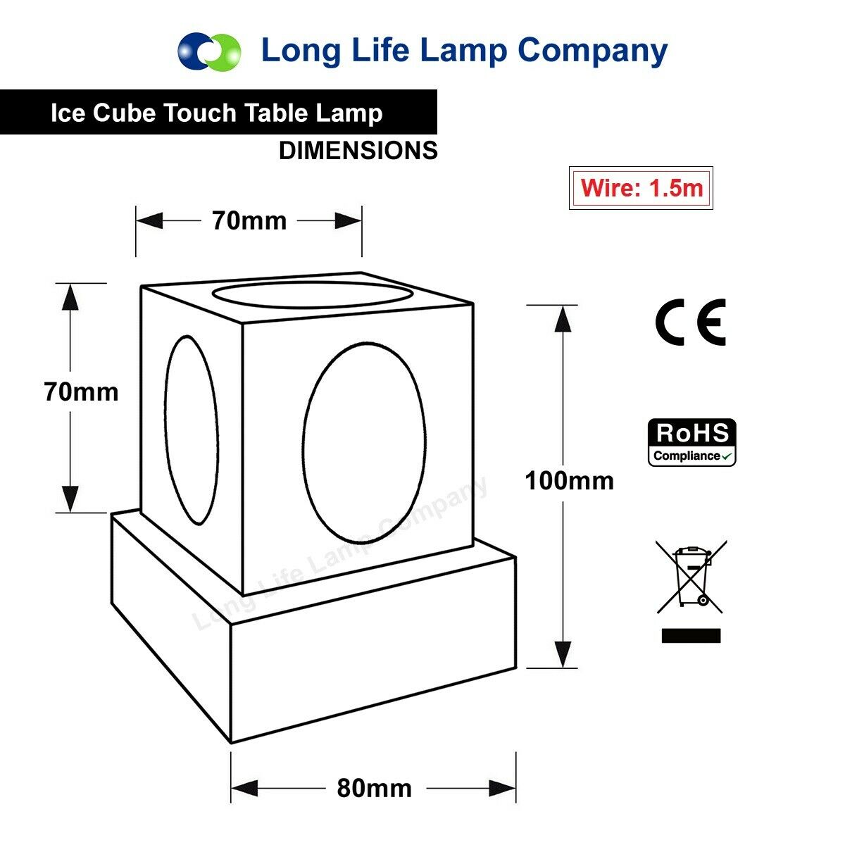 Dimmable Touch Table Light Glass Ice Cube Bedside Study Office Dimmer Lamp