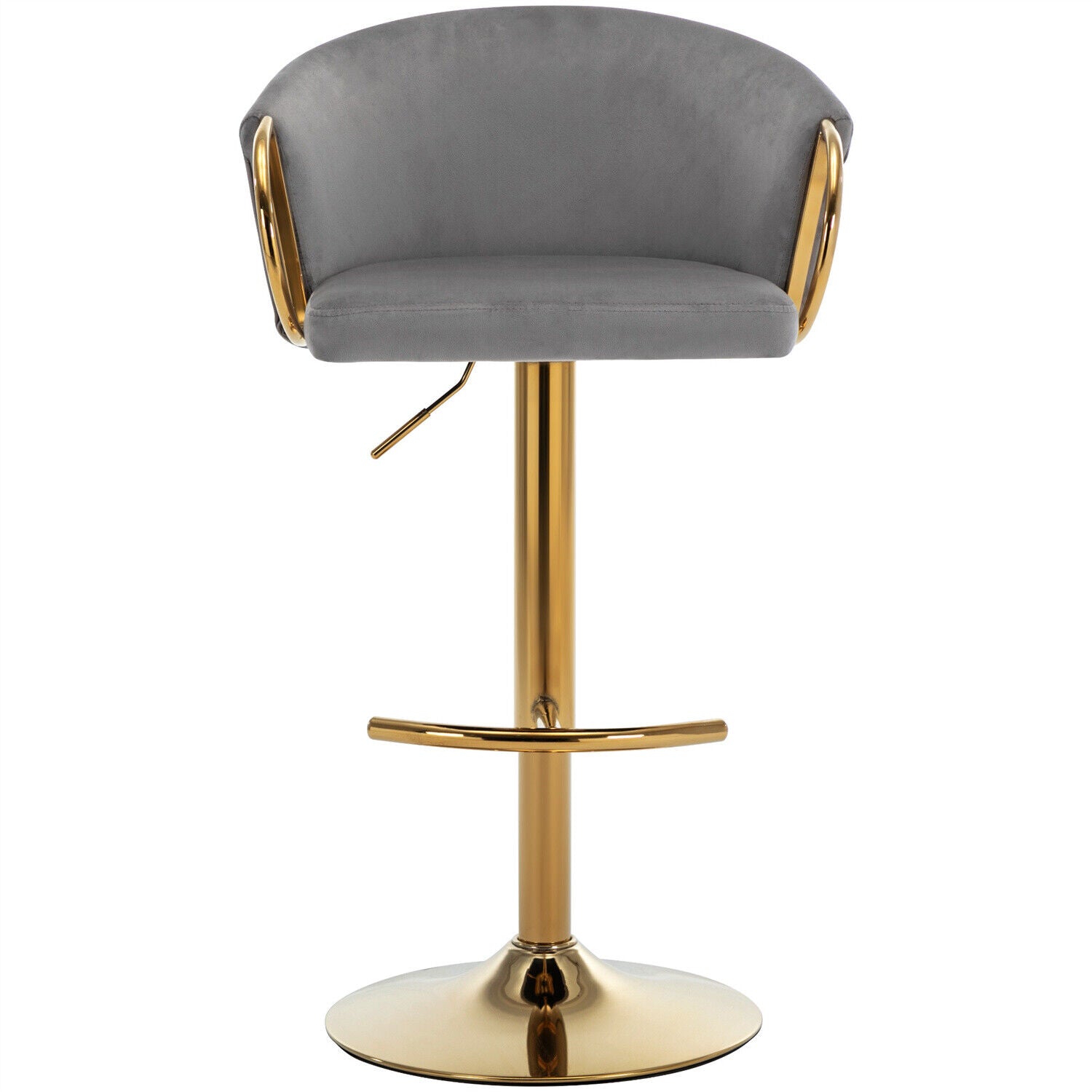 Bar Stools Set of 2 Dining Chair Swivel Velvet Bar Chair w/ Footrest Armrest HN