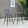 2x Grey Fabric Bar Stools Metal Leg Breakfast Pub Chair Kitchen Furniture Modern