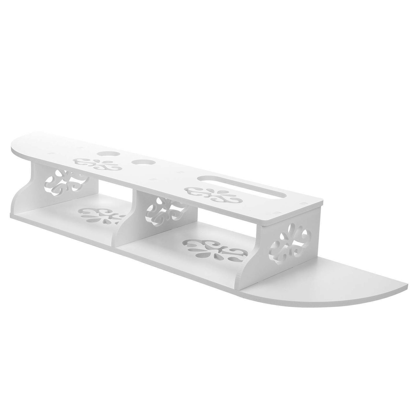Hollow Carved 2 Tier Floating Wall Shelves for TV CD DVD Bookcase Storage Unit