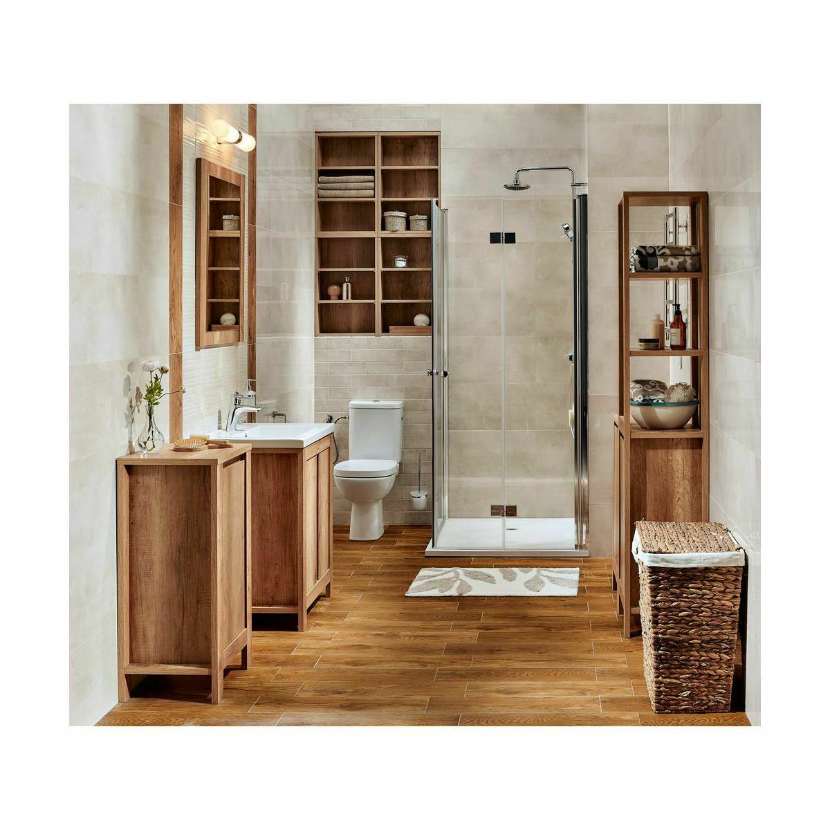 Bathroom Vanity Unit 800mm 80cm Floor Standing Sink Cabinet & Basin Classic Oak
