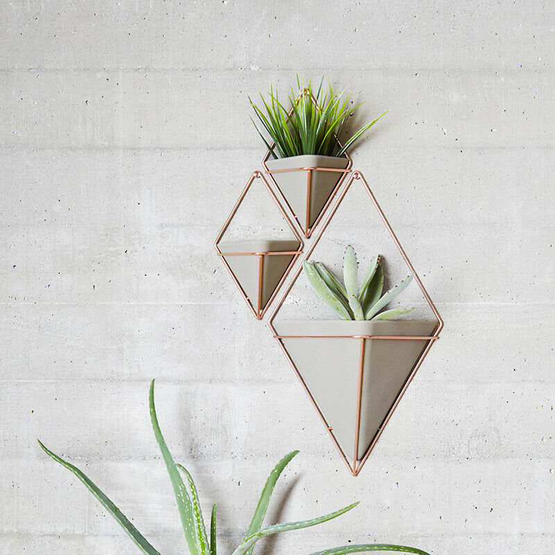 Wall Hanging Flower Plant Pots Geometric Art Decorative Basket Vase Planter Box