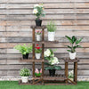 5 Ladders Flower Plant Pots Shelf Stand Display Garden Rattan Rack Natural Wood
