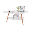Household Furniture Oval Top Table Living Room Coffee Table Two-story Wooden Leg