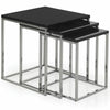 Nest of 3 Tables Unit Black Chrome Set Coffee Side Lamp Living Room