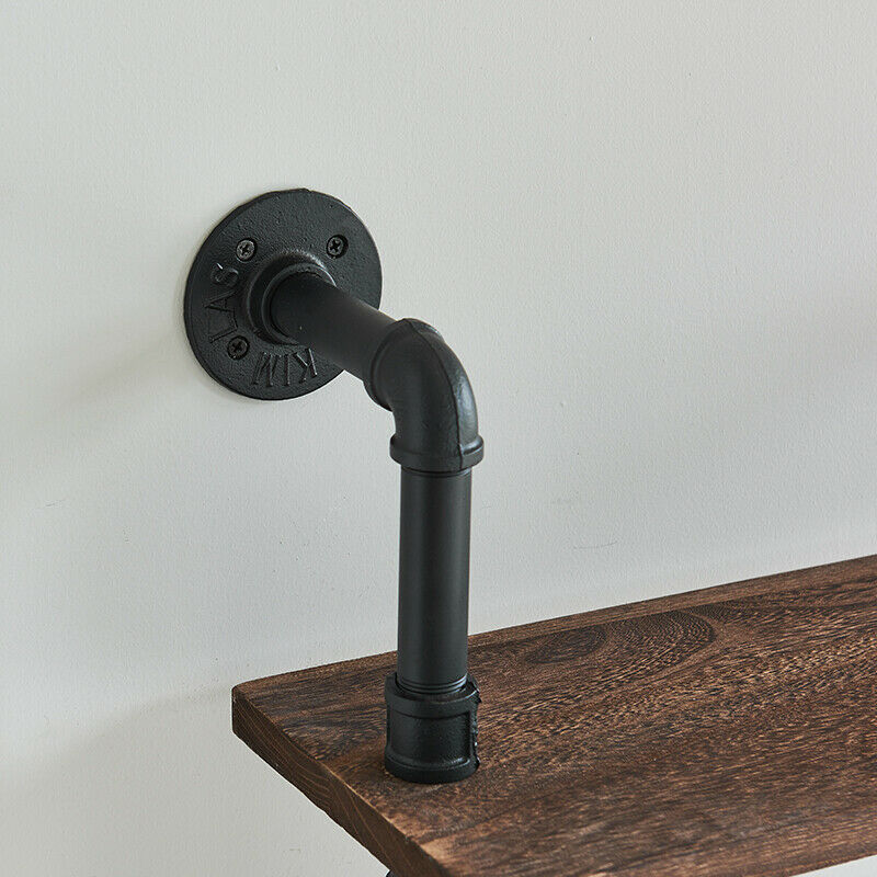 2 Tiers Industrial Floating Iron Pipe Shelf Retro DIY Wall Mounted Bracket