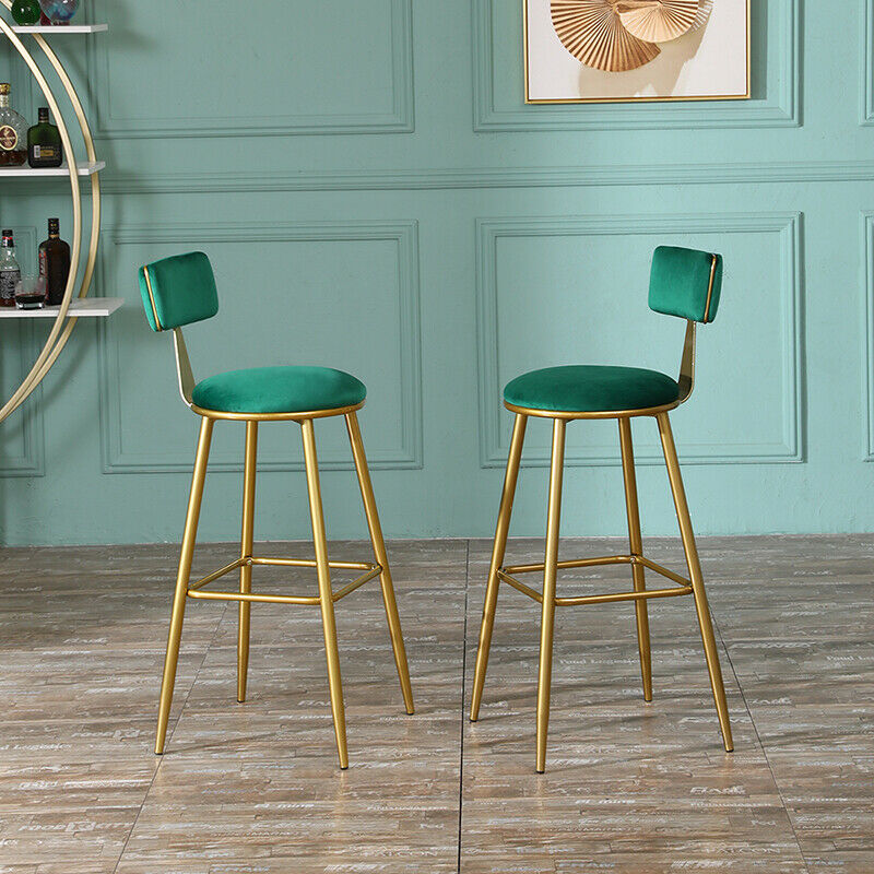 2x Velvet Bar Stools Bar Chairs Breakfast Dining Stools Home Office Kitchen Bar