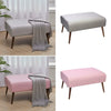 Large Bench Stool Linen Upholstered Wooden Leg Footstool Coffee Table Pouffe