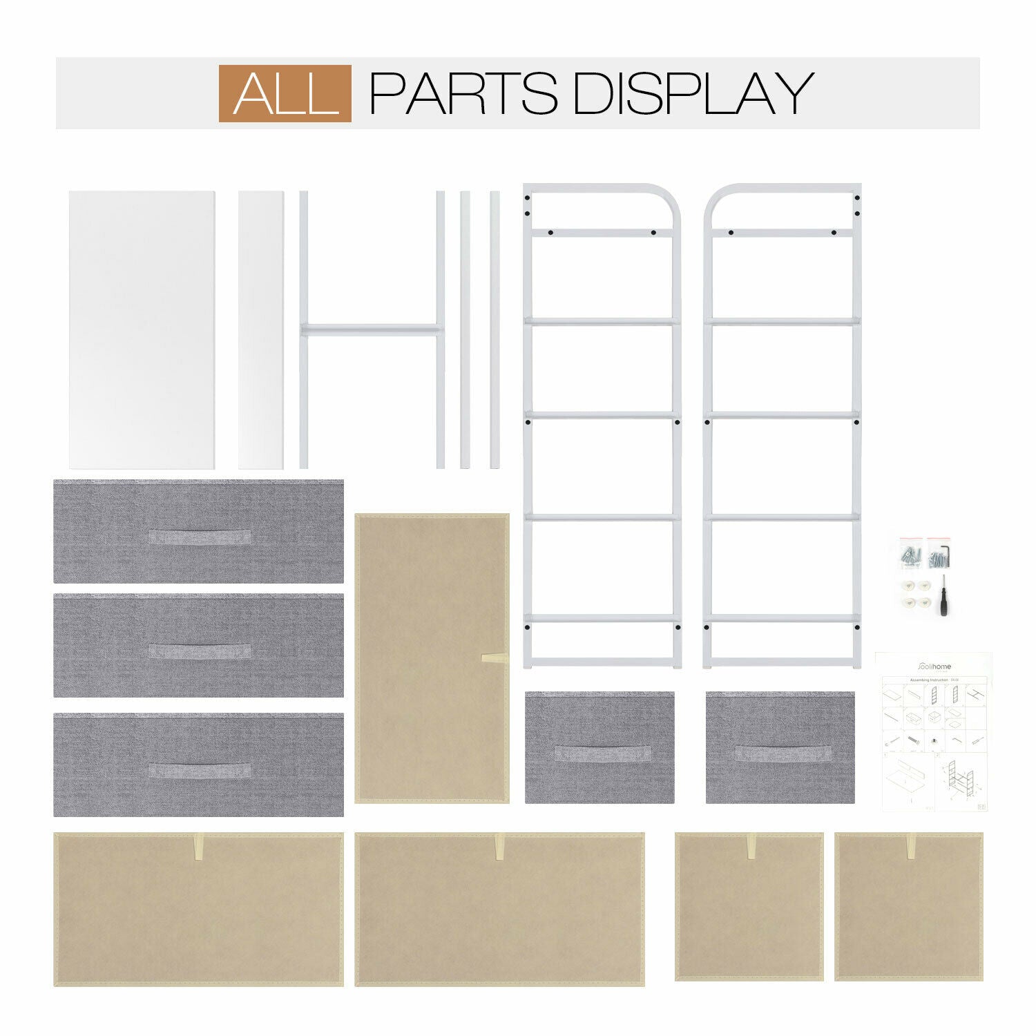 5-Drawers 4-Tier Fabric Chest of Drawer Bedroom Furniture Hallway Storage Grey