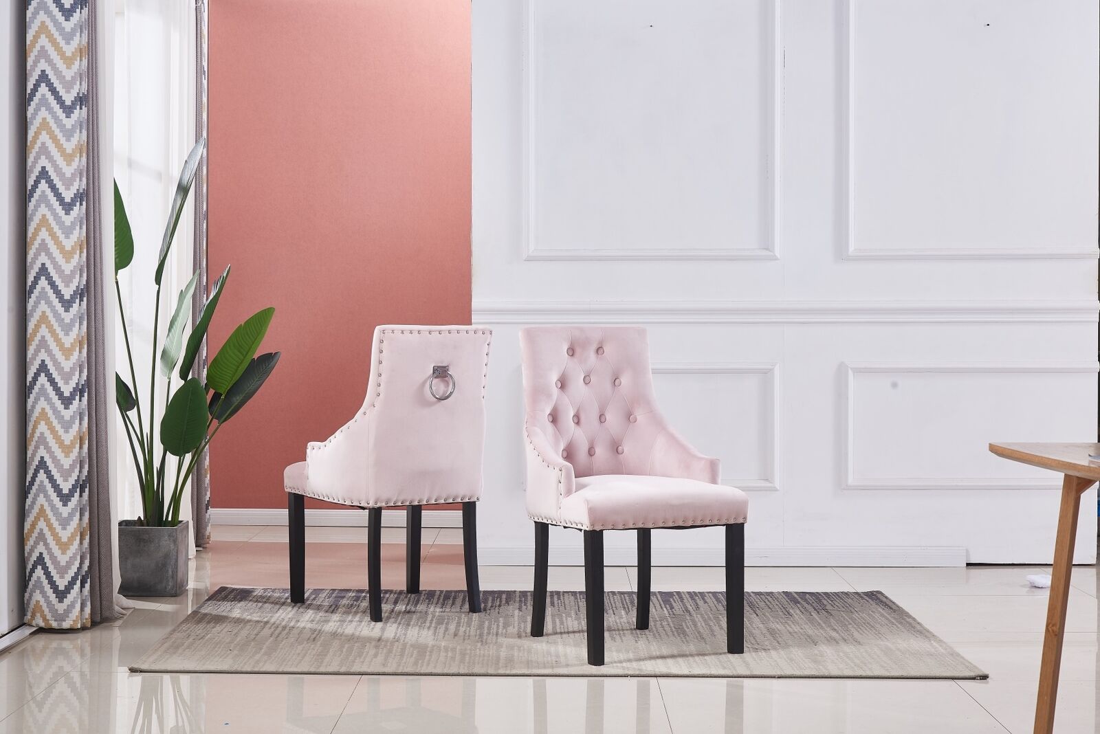 2x Velvet Dining Chairs Living Room Chairs with High Backrest Counter Chairs UK