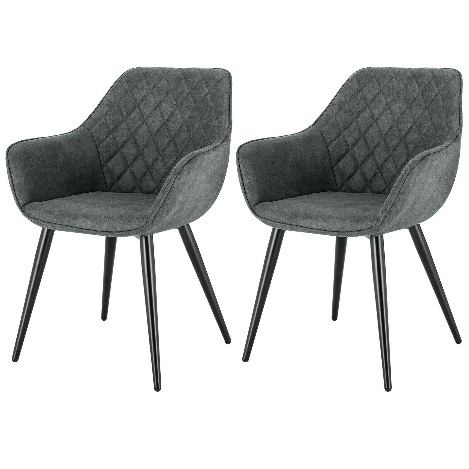 2x Kitchen Dining Chair Lounge Living Room Corner Chair with Fabric Metall