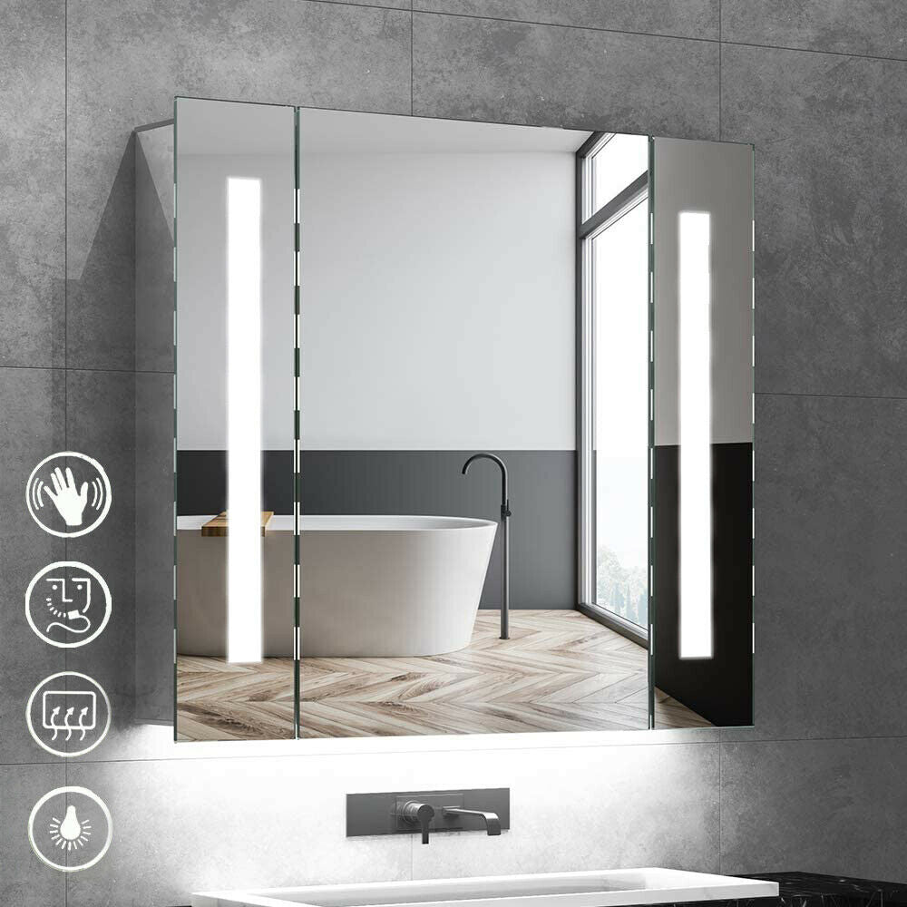 LED Bathroom Mirror Cabinet Lights Illuminated with Demister Shaver Socket Touch
