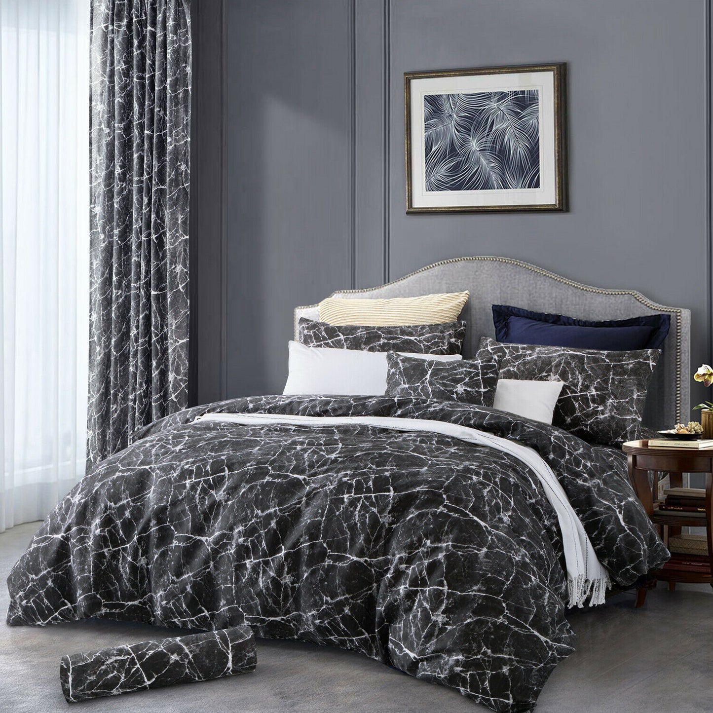 Reversible Duvet Quilt Cover Bedding Set Single Double King Size + Pillow Cases